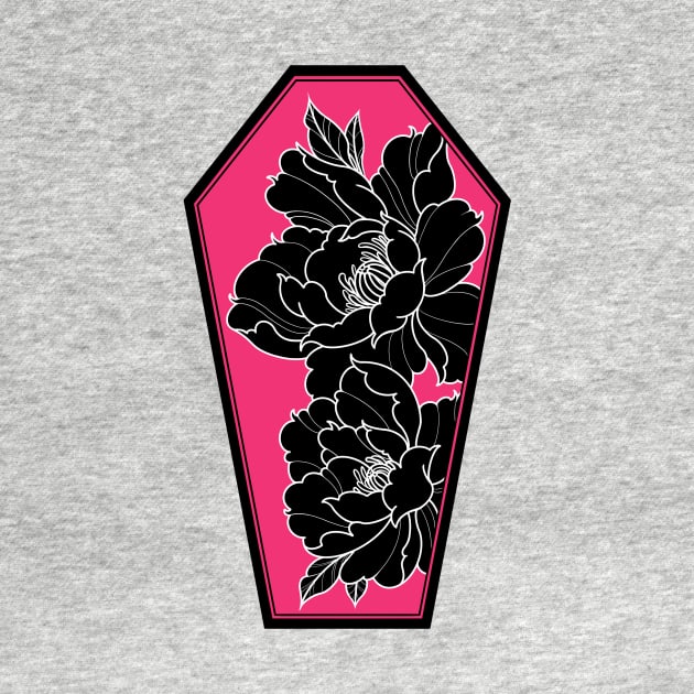 Coffin Peonies Black and Pink by Mertalou